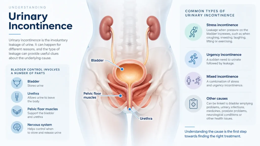 incontinence direct Southampton infographic on urinary incontinence symptoms reasons and treatment options