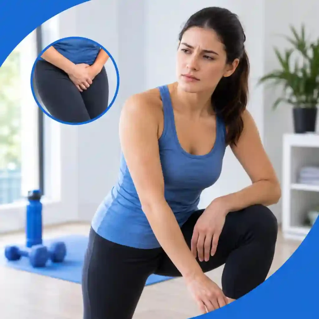 Pelvic-floor exercise Southampton guidance for urinary leakage, focusing on correct muscle technique, relaxed breathing, muscle relaxation and seeking professional advice if symptoms worsen.